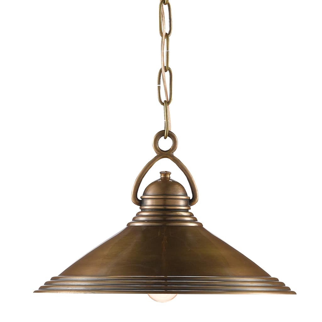 Currey & Company Weybright Brass Pendant - 8.5"h x 13.75"dia
