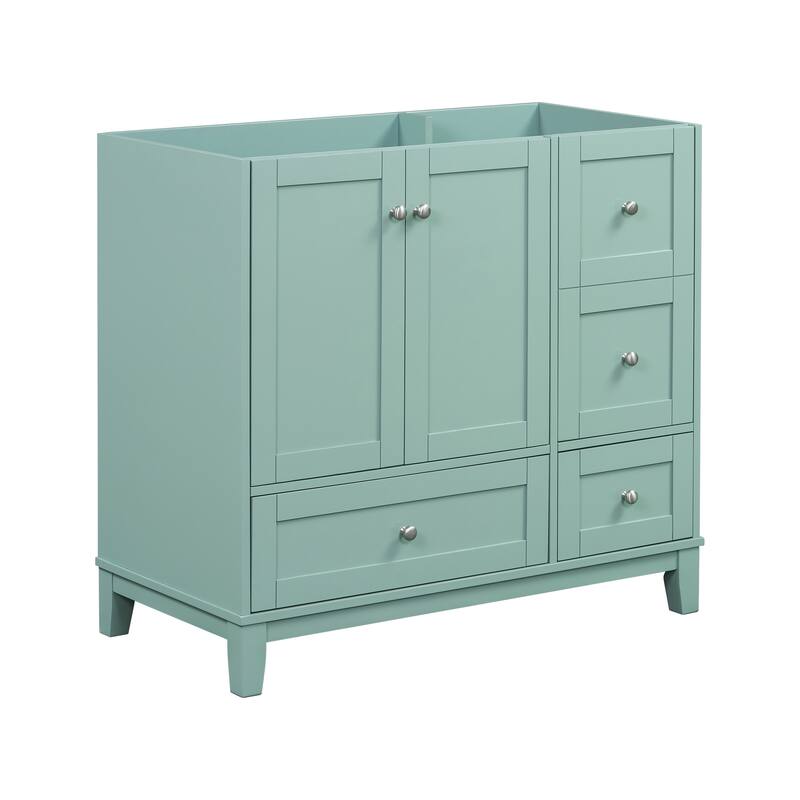 Modern 36-Inch Bathroom Vanity with USB Drawer Charging, Solid Wood Base, and Painted Finish(Sink not included) - 17.5in L