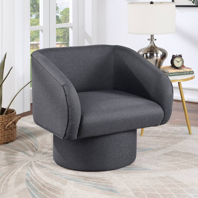 Swivel Accent Chair with Round Base - Blue Grey