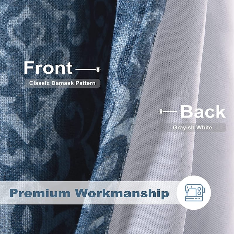 DriftAway Frances Linen Blend Damask Printed Blackout Curtain