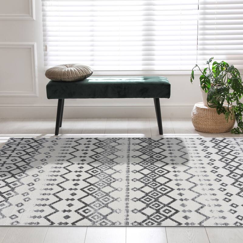 Beverly Rug Modern Bohemian Trellis Indoor Area Rug with Jute Backing for Living Room, Kitchen, Bedroom