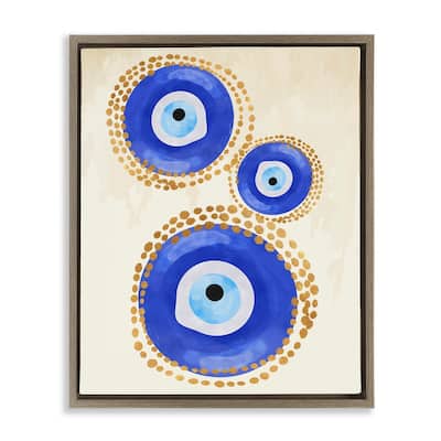 Stupell Round Blue Evil Eye Pattern Lustrous Dotted Detail Floater Frame, Design by Two Smart Blondes