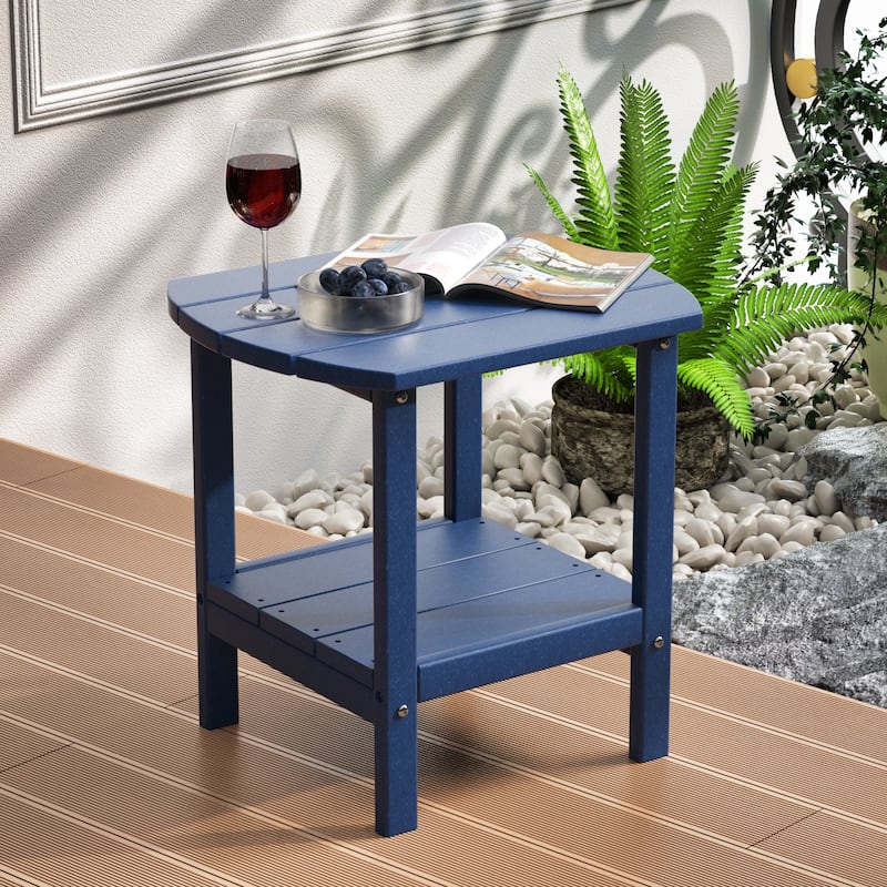 Weather-Resistant HDPE Outdoor Side Table - Modern Patio Accent Furniture - 8' x 10'