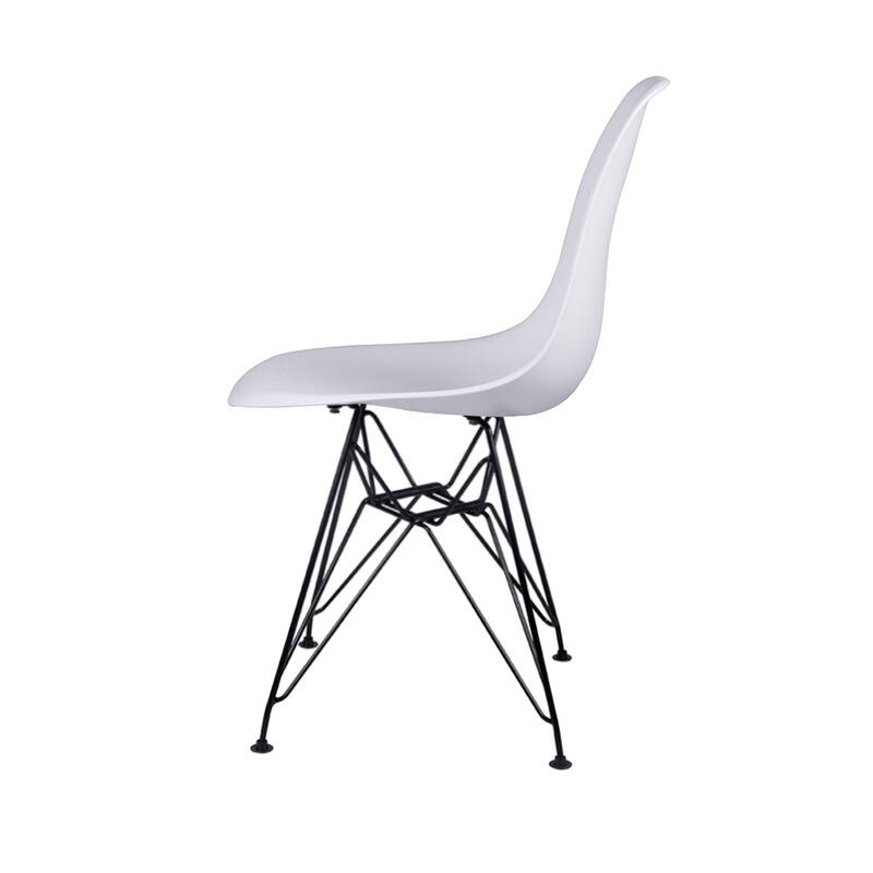 Armless Plastic Shell Side Dining Chairs with Metal Legs-Set of 2