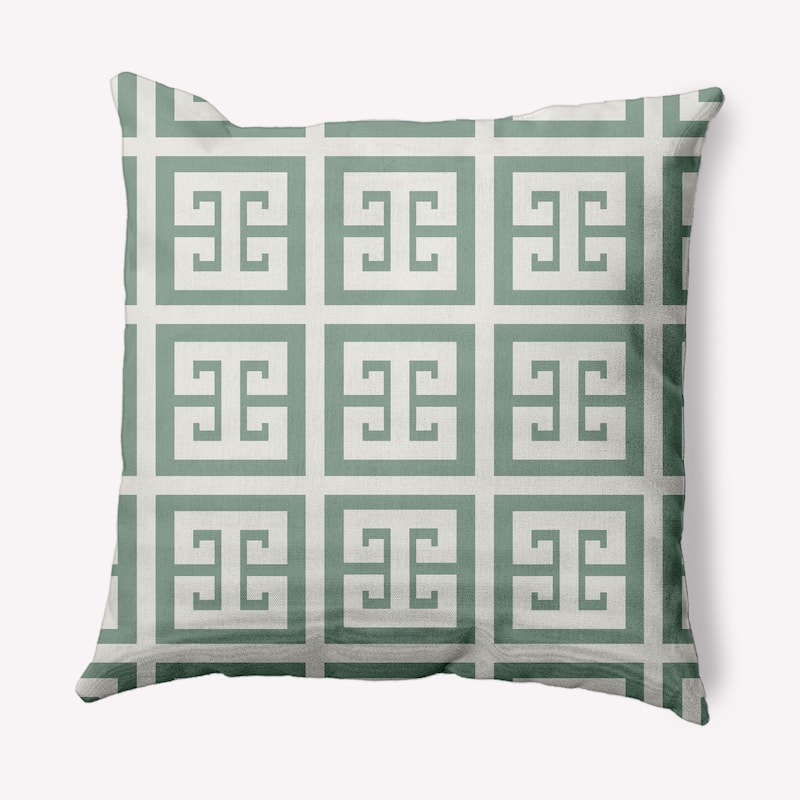 Greek Key Patterned Nautical Indoor/Outdoor Throw Pillow - Sage - 20" x 20"
