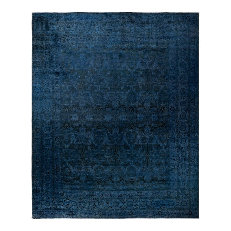 Overton Hand Knotted Wool Vintage Inspired Modern Contemporary Overdyed Purple Area Rug - 11' 10" x 14' 9"