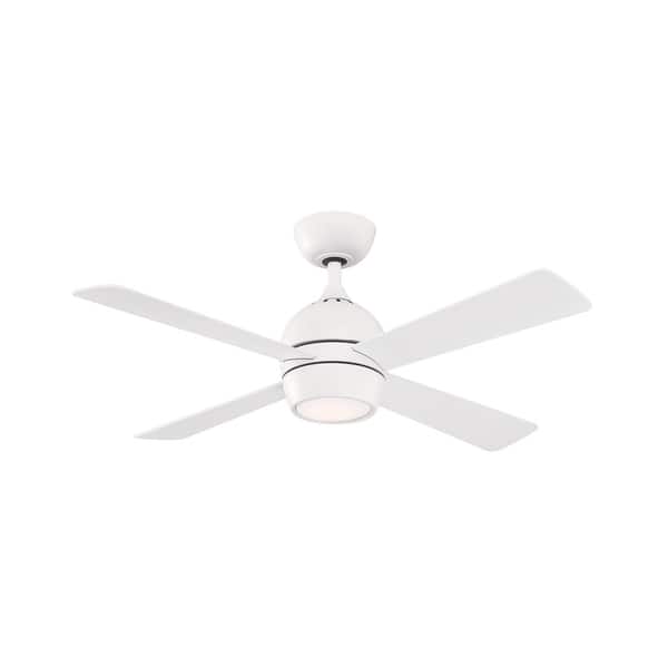 slide 2 of 8, Fanimation Kwad 44 inch Indoor Ceiling Fan with LED Light Kit and Remote - Matte White