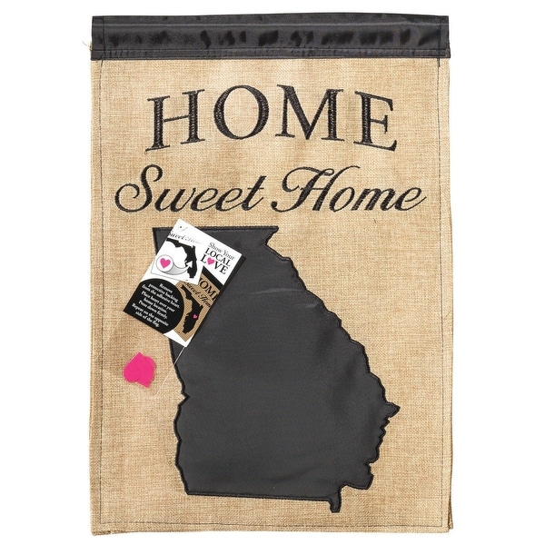 Brown and Black "HOME Sweet Home" Georgia Burlap Garden Flag 18" x 13" - N/A