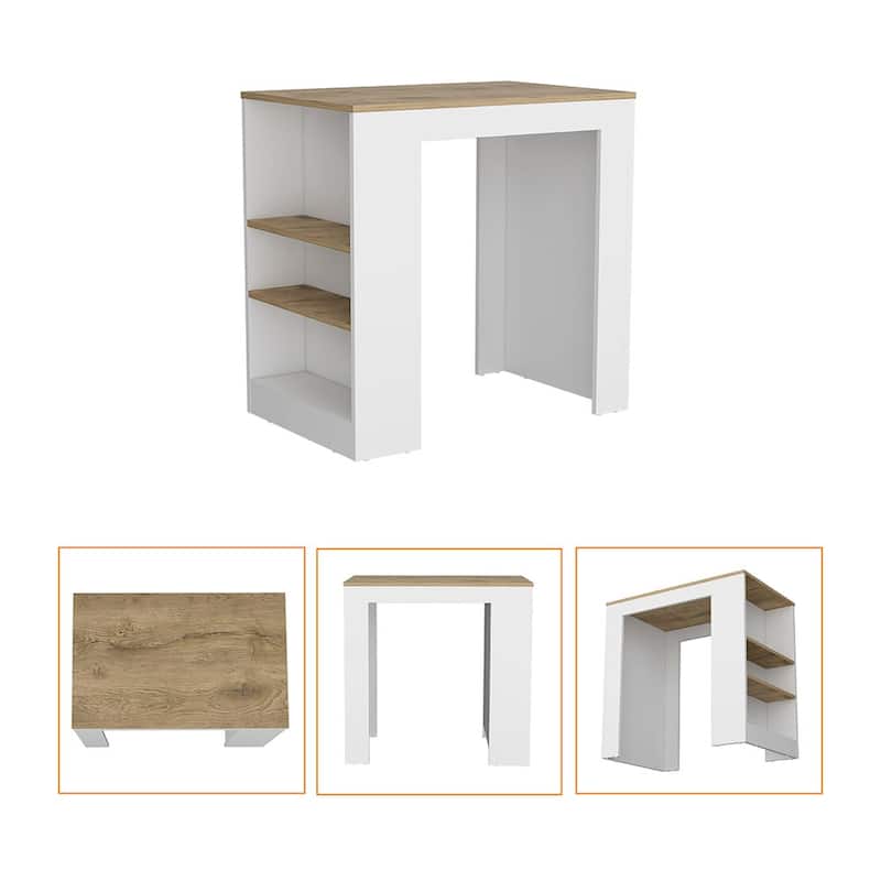 Kitchen Island Doyle, Three Side Shelves