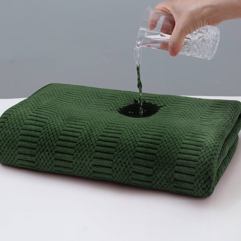 2 Pack Premium Jacquard Fleece Bath Towel, Velvet Highly Absorbent Towels 30"x60"