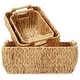 preview thumbnail 16 of 45, Hyacinth Seagrass Oval Storage Baskets with Wooden Handles Woven Bins