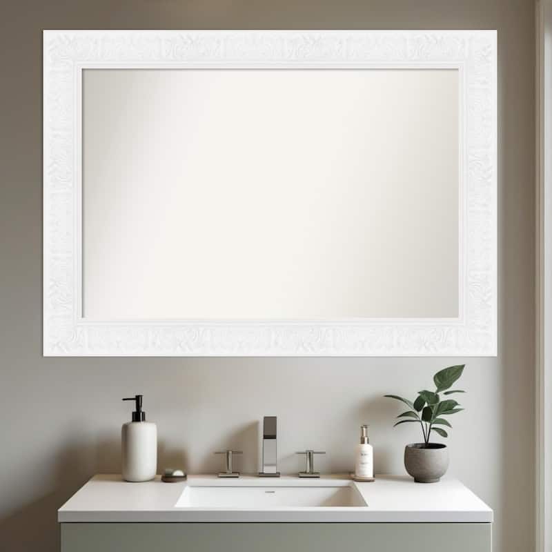 Luxe Non-Beveled Framed Bathroom Vanity Wall Mirror
