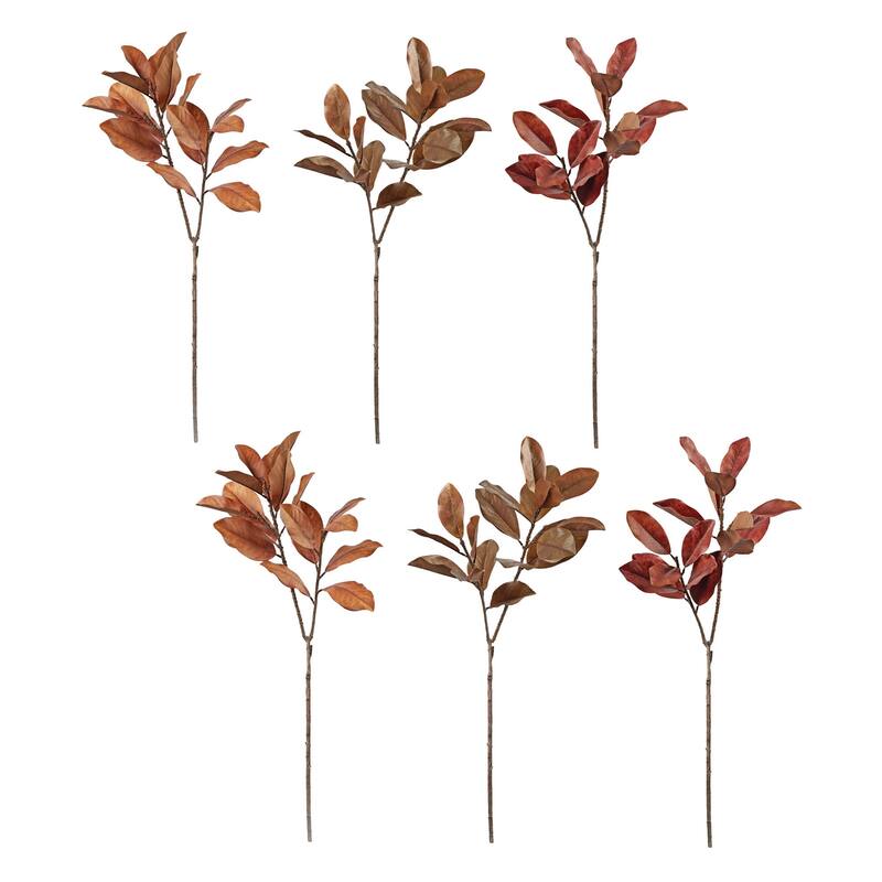 HomeRoots Set of Six Orange Red And Brown Fall Magnolia Leaf Wreath Sprays