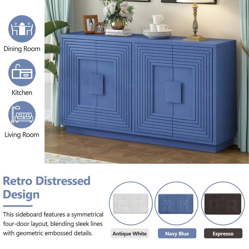 4-Door Sideboard with Ample Storage for Living Room and Dining Room