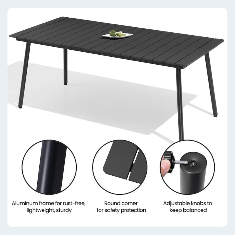 7/9-Piece Outdoor Patio Dining Set Aluminum Rectangular Dining Table and Folding Chairs