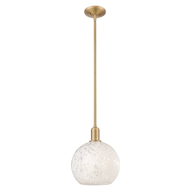 Innovations Lighting Endless Possibilities Arcadia - White Mouchette - 1 Light 10" Stem Hung Mini Pendant - Brushed Brass