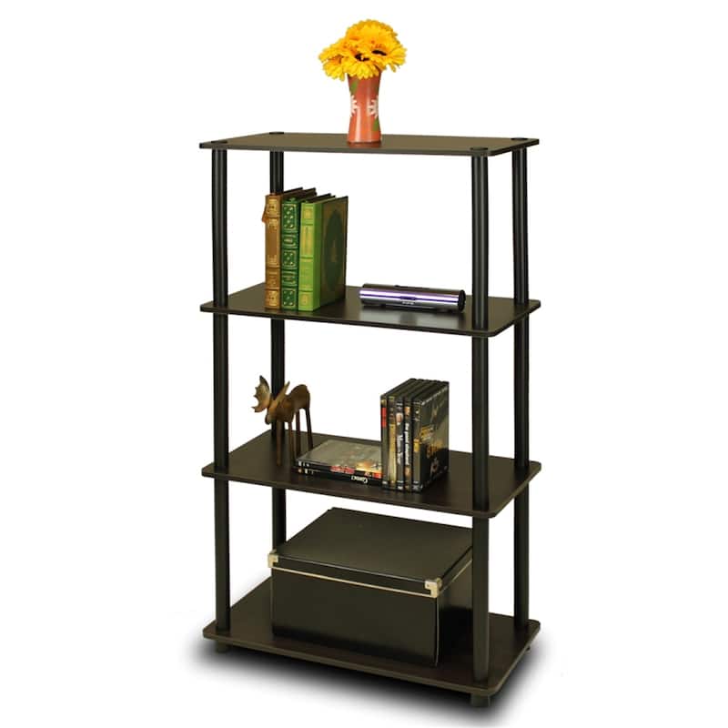 4 Tiers Wood Household Shelving Unit in Espresso/Black (23.6 in. W x 43.25 in. H x 11.6 in. D) - 23.6