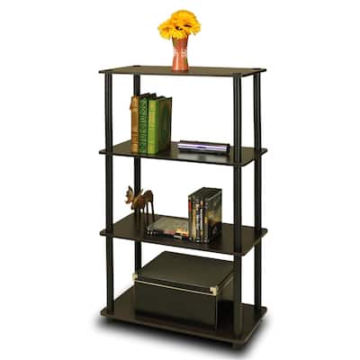 4 Tiers Wood Household Shelving Unit in Espresso/Black (23.6 in. W x 43.25 in. H x 11.6 in. D) - 23.6