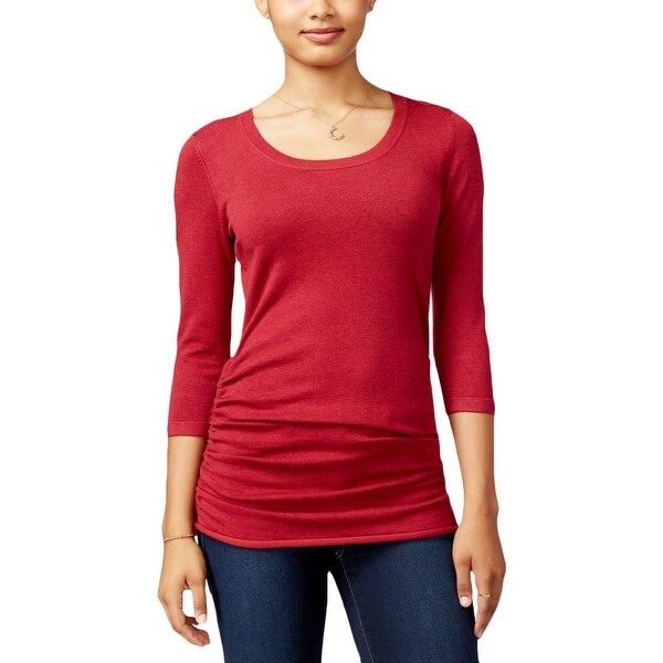 Shop Pink Rose Womens Juniors Pullover Sweater Ruched ...
