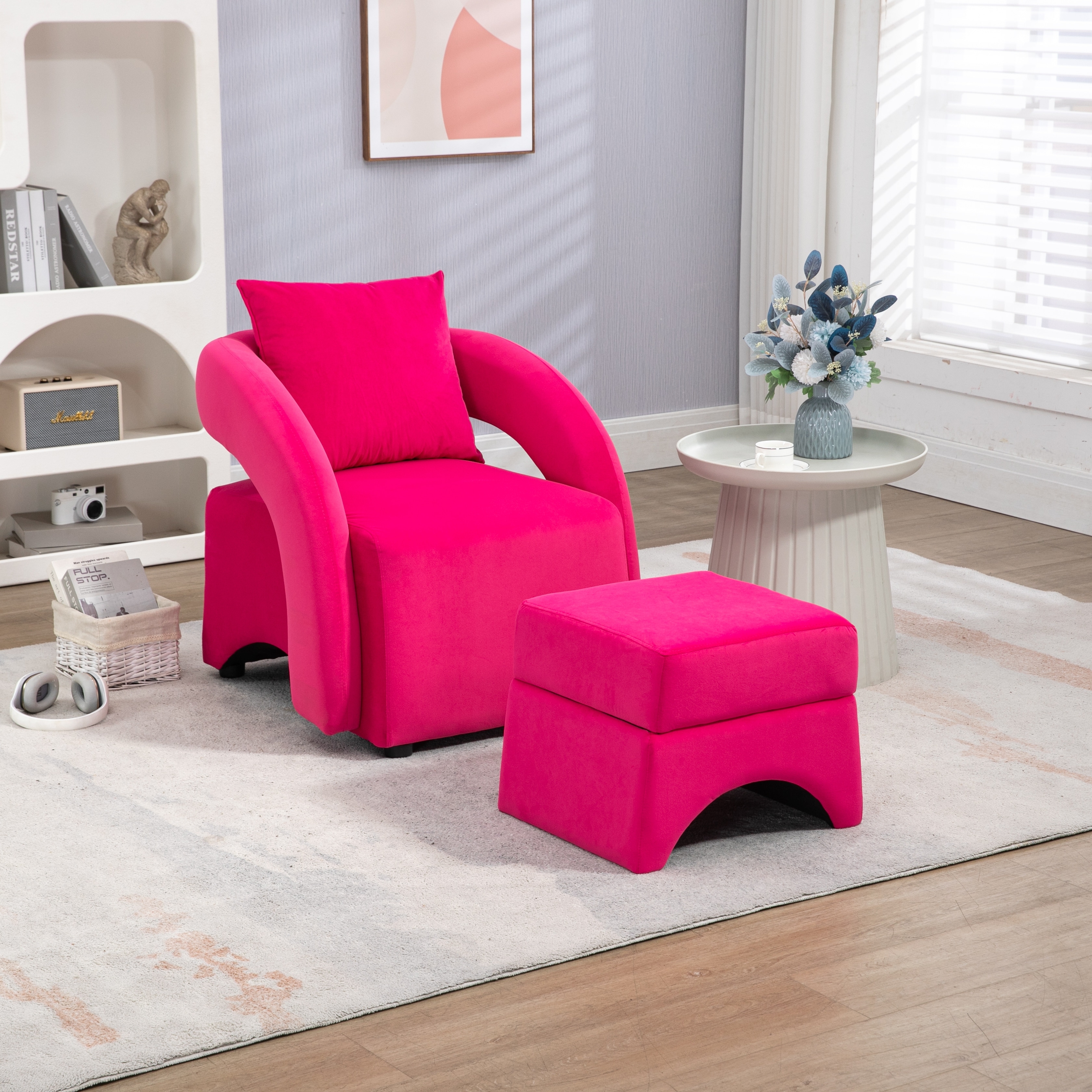 Mid Century Kids Chair And Ottoman House Hold Accent Chair With