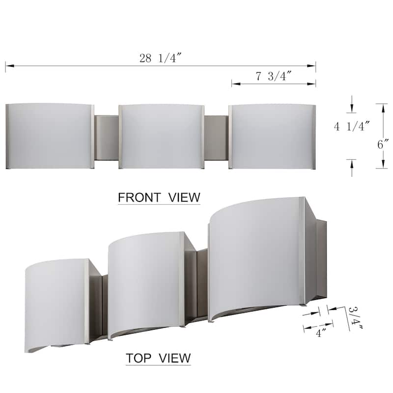 C Cattleya 3-Light/ 4-Light Satin Nickel Stainless Steel Integrated LED Vanity Light with Acrylic Shade