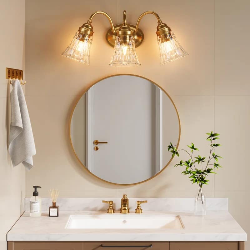 Brushed Nickel 3-Light Bathroom Vanity Light with Clear Glass Shades