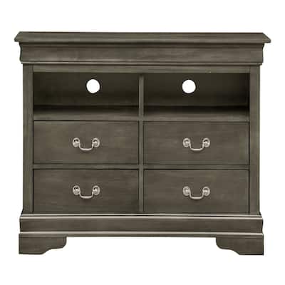 4-Drawer Wooden TV Media Chest - 42" - Gray