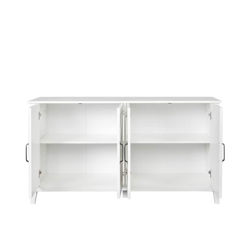 Farmhouse Sideboard Buffet Cabinet w/ 4 Doors,Accent Kitchen Storage Cabinet w/ Storage Shelves Freestanding Cabinet Bar Cabinet
