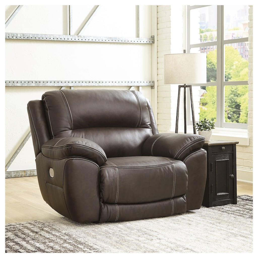 Signature Design by Ashley Dunleith Brown Leather Power Zero Wall Recliner