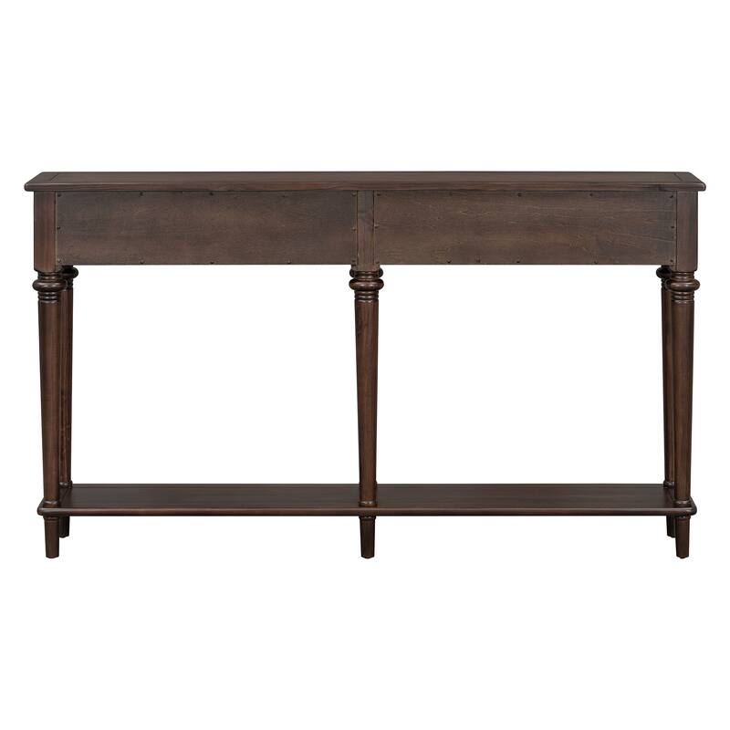 Entryway Table With 4 Drawers, Retro Console Table With Open Shelf For Entryways, Living Rooms, And Hallways
