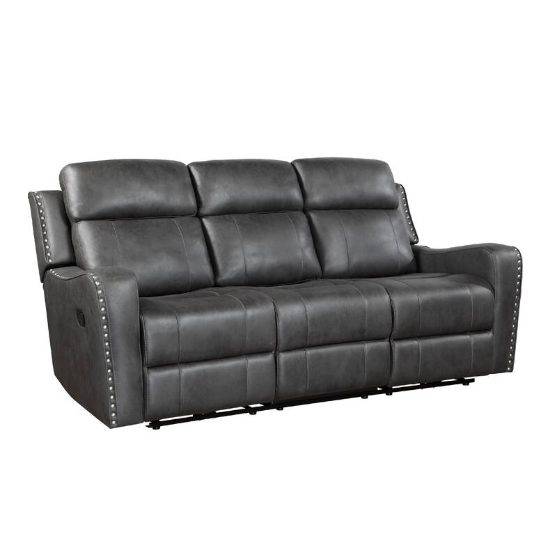 Gimo Dual Manual Recliner Sofa, Dark Gray Microfiber, 82 Inch