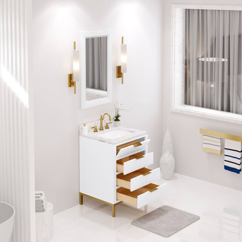 Bristol Carrara White Marble Countertop Vanity with Mirror
