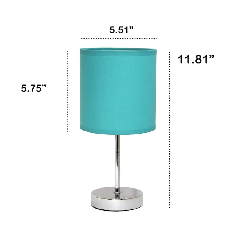Traditional Petite Table Lamp with Drum Shade - 11.75" - Silver and Blue