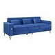 Dark Blue American Deep Seats Sofa Velvet Straight Row Sectional Sofa w ...