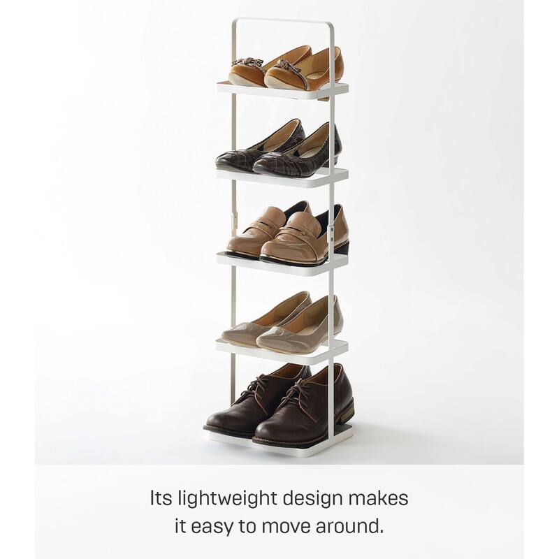Yamazaki Home Shoe Rack - Two Styles, Steel, Holds 5 shoes, Holds 11 lbs - L 7.09 x W 8.66 x H 30.51 inches