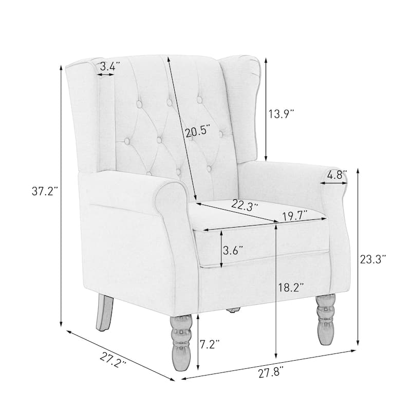 Button Tufted Wingback Upholstered Accent Chairs Set of 2