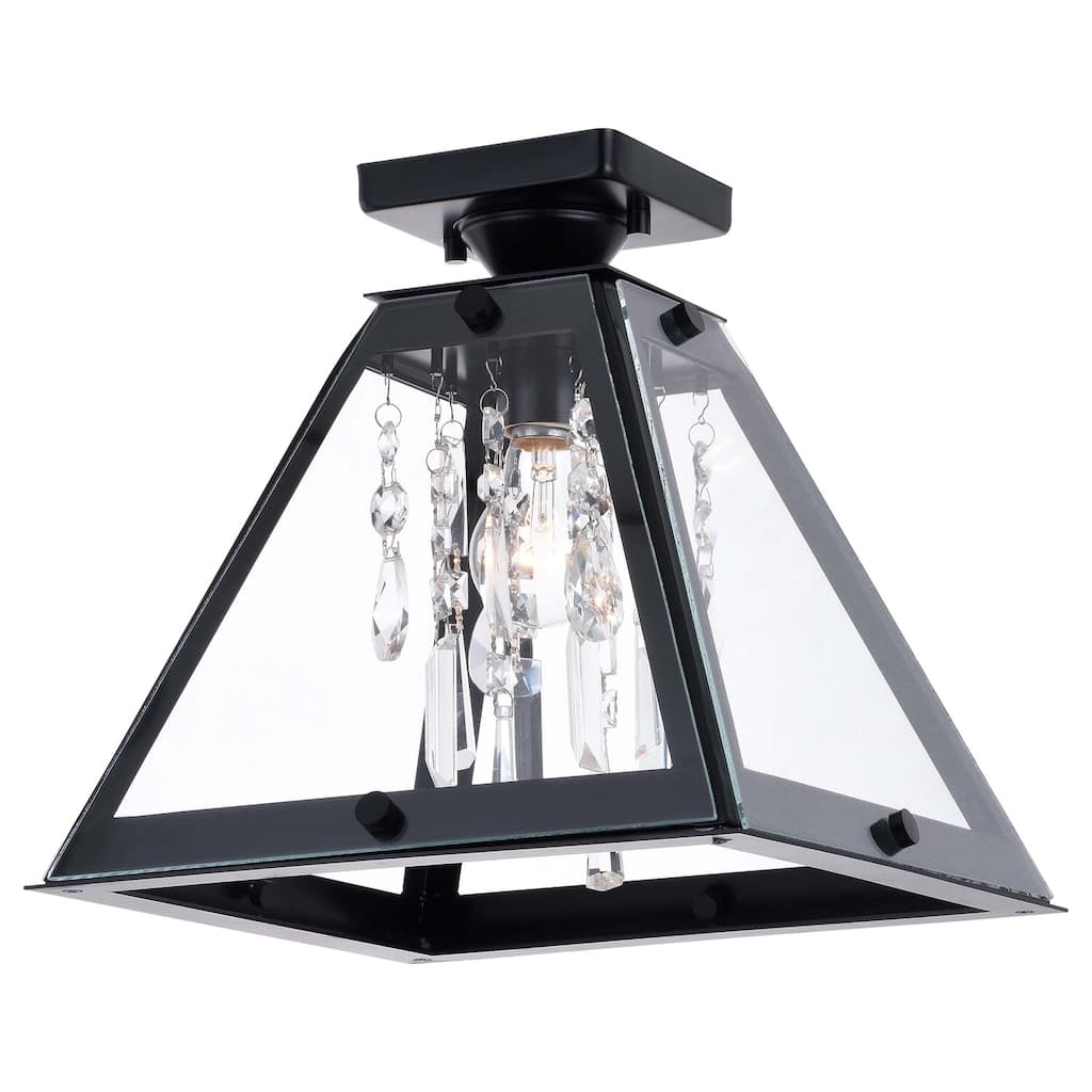 Flush Mount Ceiling Light - Modern Black Light Fixture - 12.5 Inch - Hallway Bedroom Light - 12.25