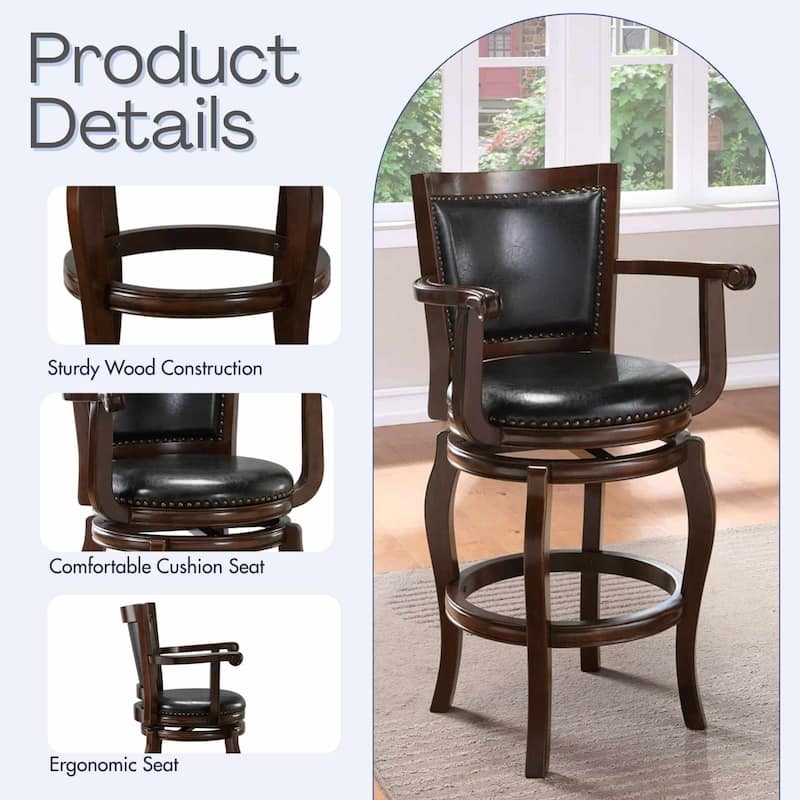 Boraam Jones Wood Swivel Bar Stool