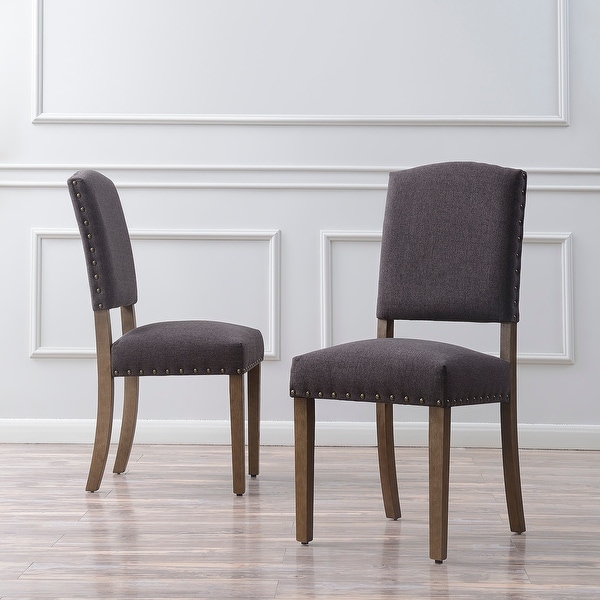 Grey nailhead dining chairs best sale