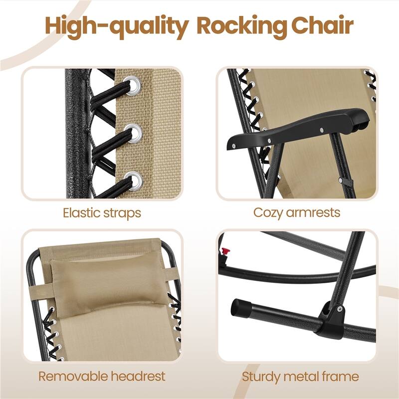 Yaheetech 26in Rocking Chair Foldable Outdoor Lounge Chair