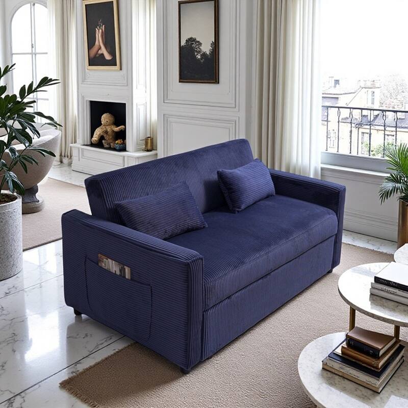 Futon convertible 3-in-1 sofa bed with adjustable backrest and pillow
