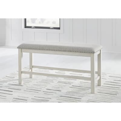 Signature Design by Ashley Robbinsdale White/Gray 49" Counter Height Dining Bench - 48.75"W x 17.25"D x 24.5"H