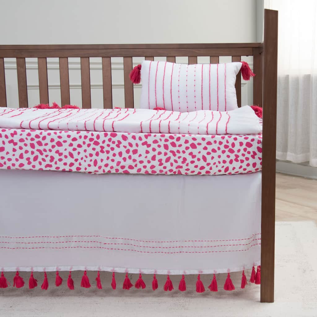 Rizzy Home Rowan Tassle Striped Crib Skirt - 26" X 51"