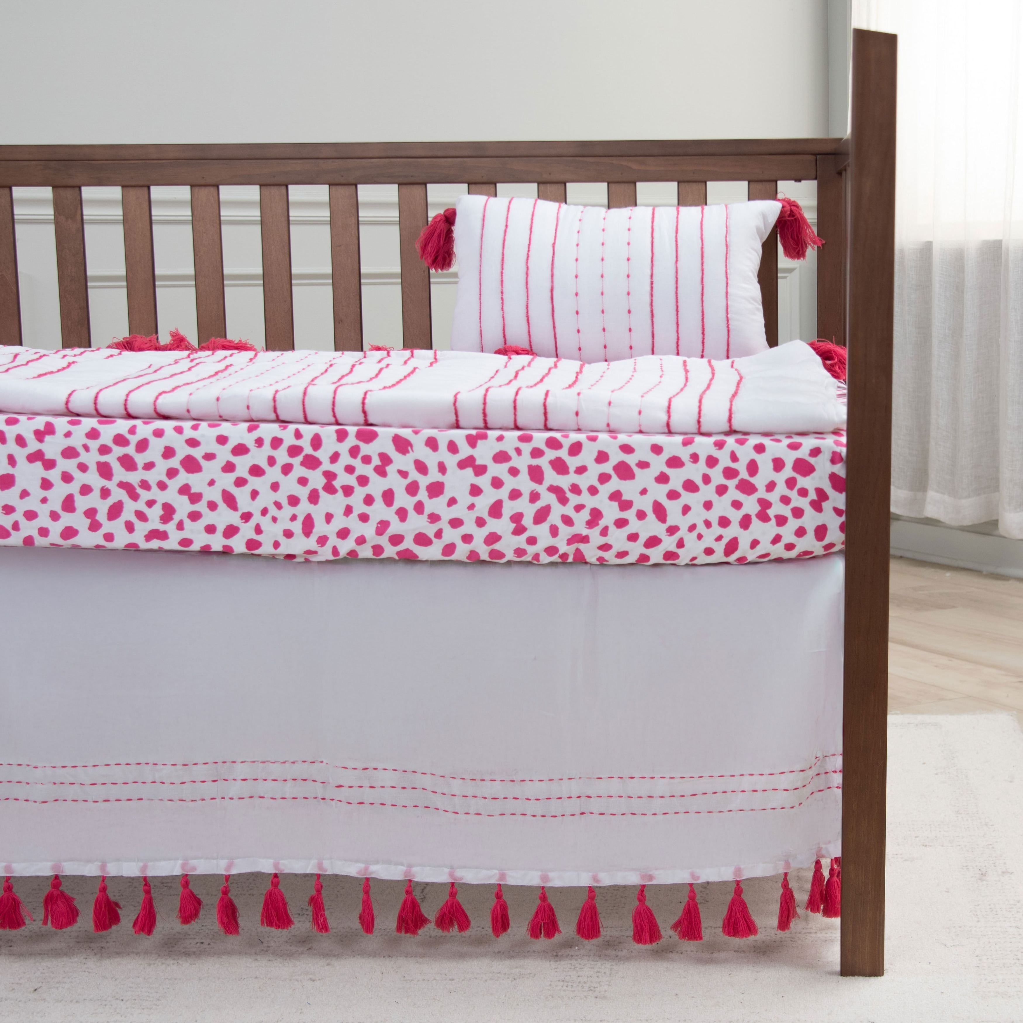 Rizzy Home Rowan Tassle Striped Crib Skirt - 26" X 51"
