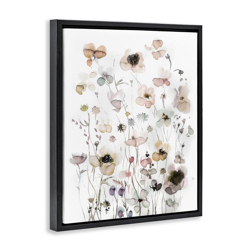 Stupell Soft Cottage Florals Framed Floater Canvas Wall Art Design by Incado