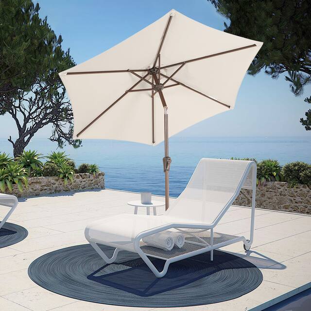 7.5Ft Patio Market Umbrella with Crank and Tilt - Cream White