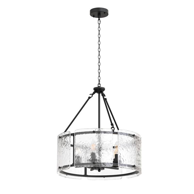 YANSUN 5-Light Branch Chandelier, E12 Base, Curved Glass Shades, No Bulbs - Black