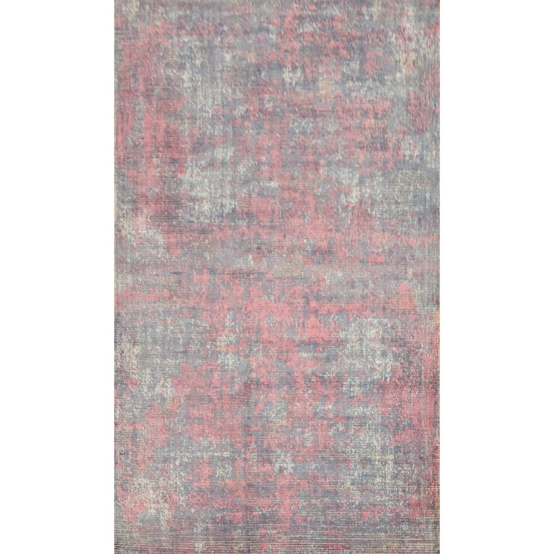 Hand Knotted Oriental Viscose Silk Carpet Modern Abstract Pink Abstract Area Rug - 8' 1'' X 5' 1''