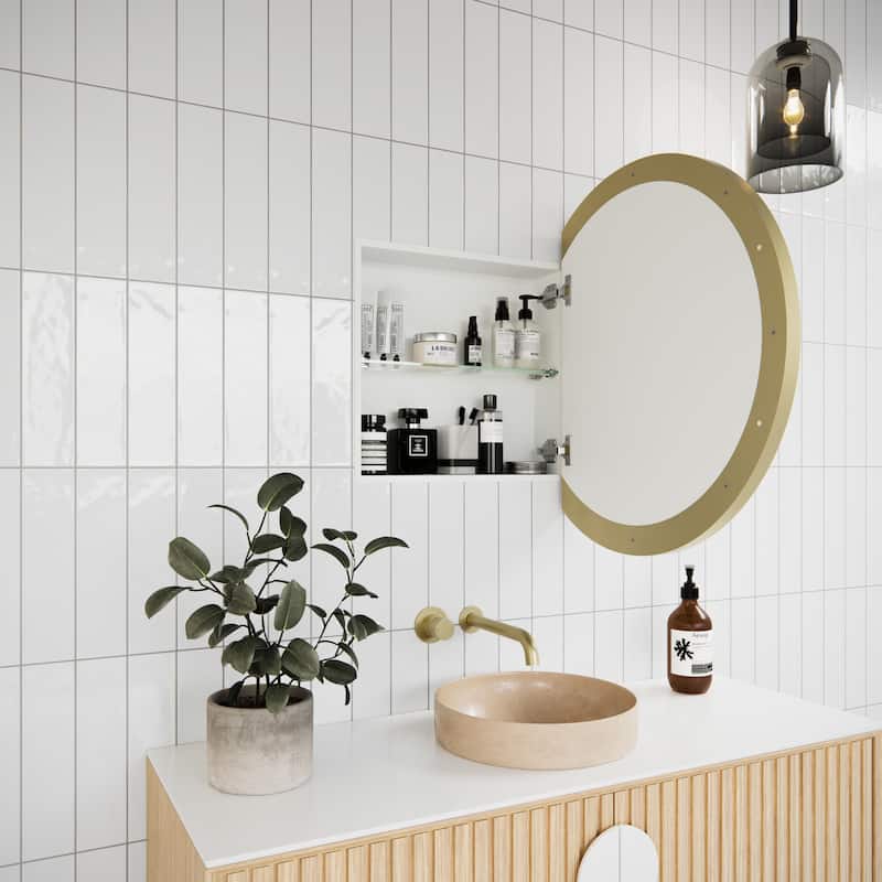 One Door Steel Frame Round Shape Medicine Cabinet