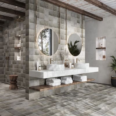 Zahara 6x6 Cool Gray Porcelain Zellige Square Wall and Floor Tile (5.38 sq ft/case) - 22 Pack